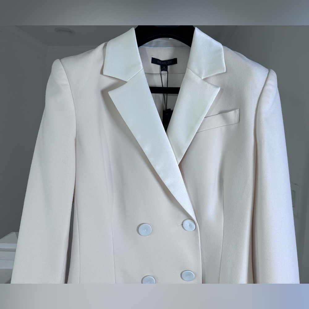 NWT RACHEL ZOE Wool Tuxedo Jacket Mini Dress In Ivory Size 6 RARE - Picture 6 of 12